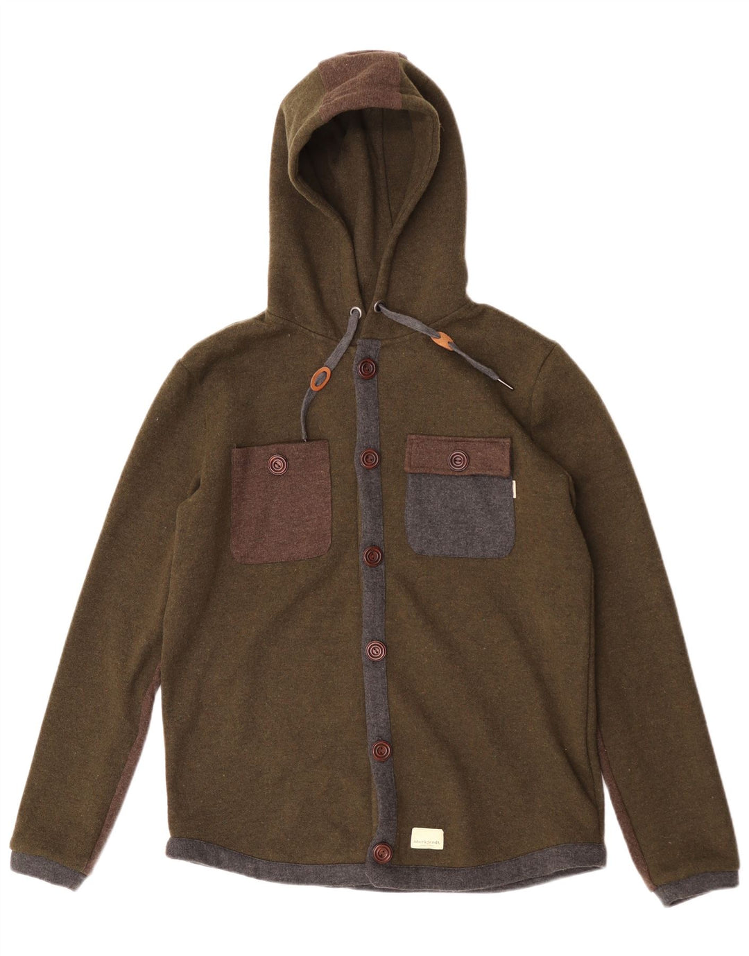 Suéter cardigã masculino com capuz Anerkjendt XL verde colorblock poliéster