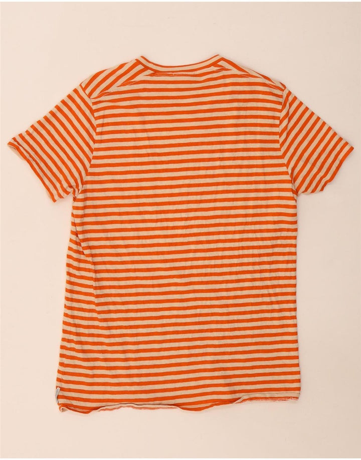 Camiseta feminina SCOTCH & SODA UK 14 grande algodão listrado laranja
