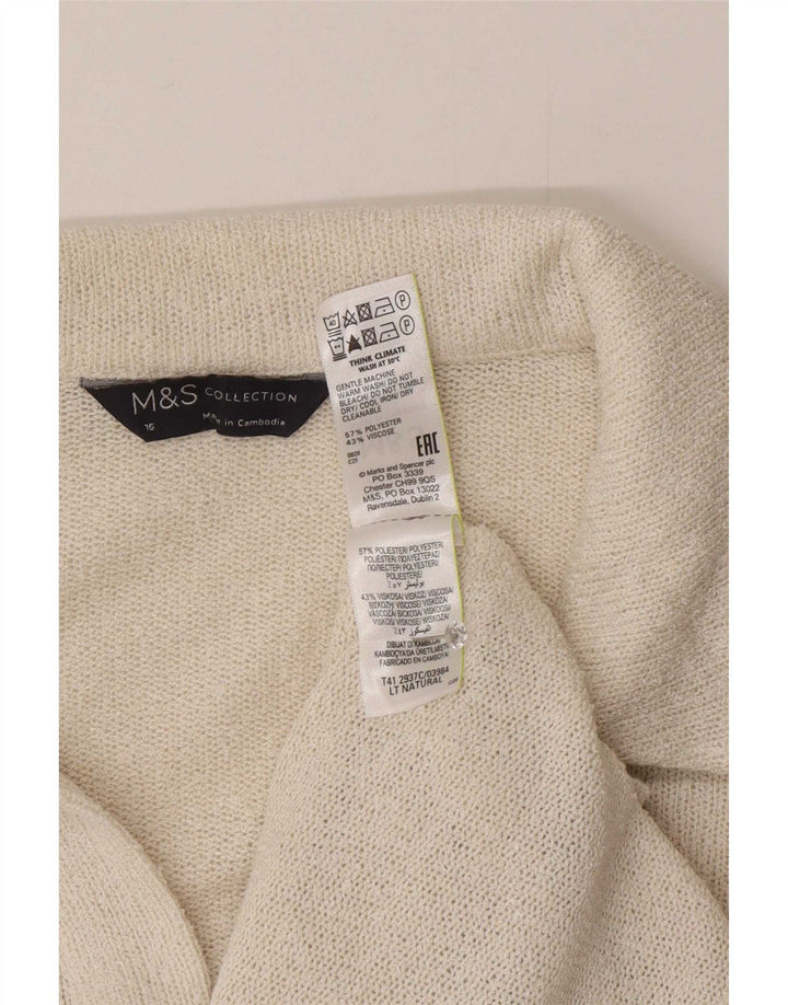 Camisa pólo feminina Marks & Spencer Reino Unido 16 grande poliéster branco