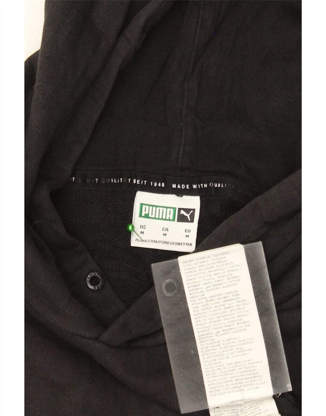 Puma masculino gráfico moletom com capuz médio algodão preto