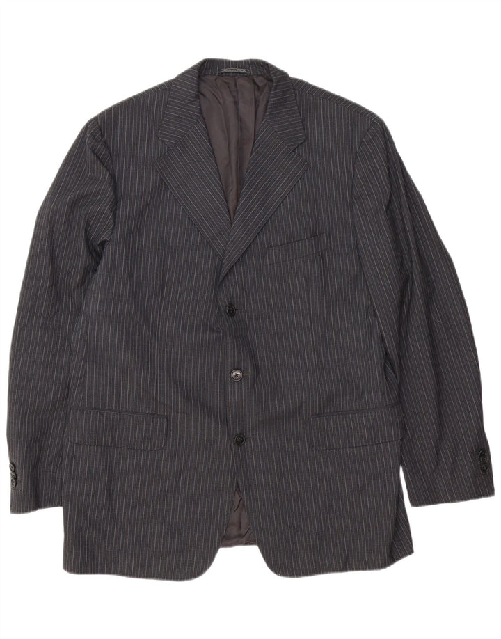 Jaqueta blazer masculina Corneliani com 3 botões IT 54 2XL lã virgem listrada cinza