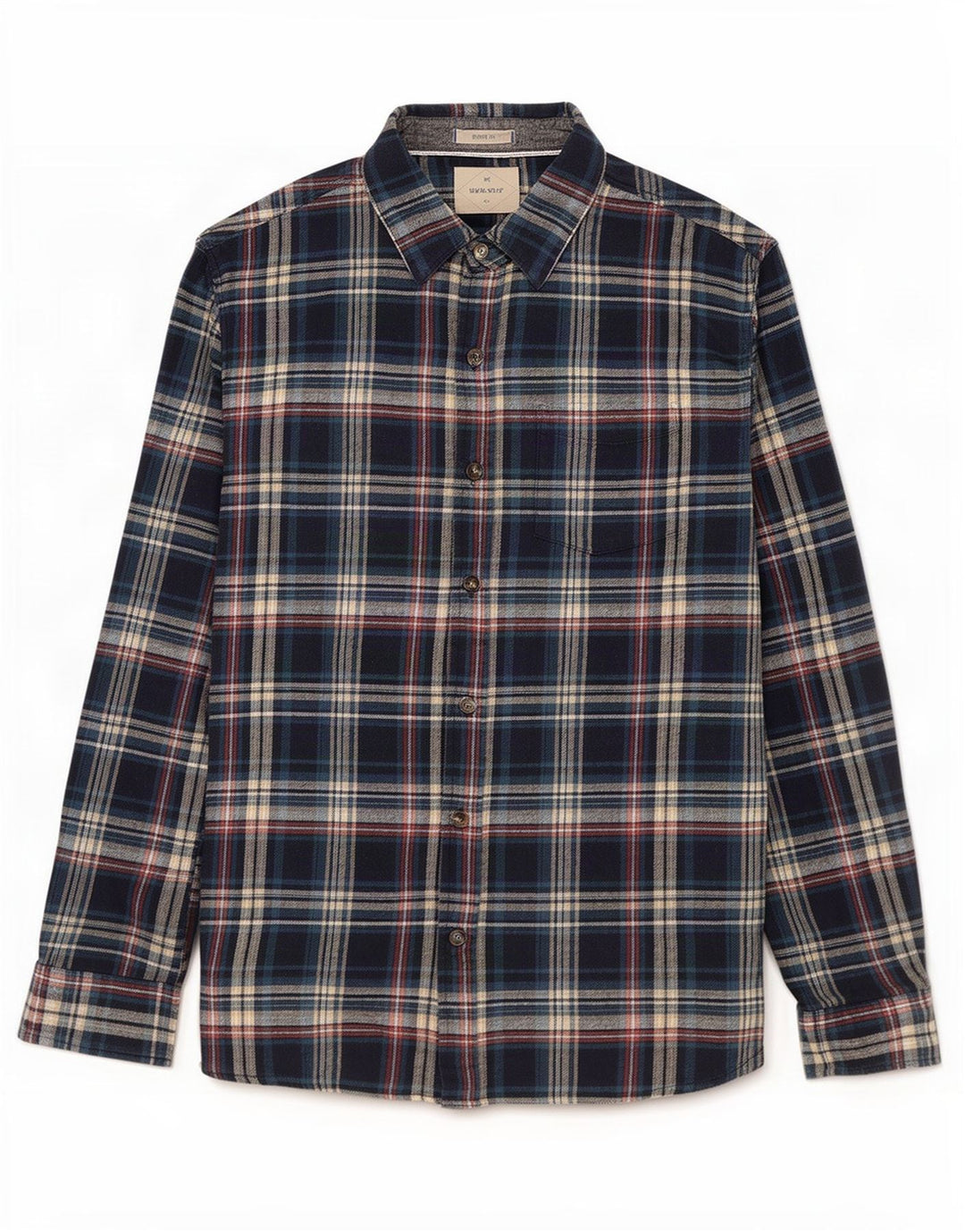 Camisa masculina de flanela White Stuff algodão xadrez azul médio