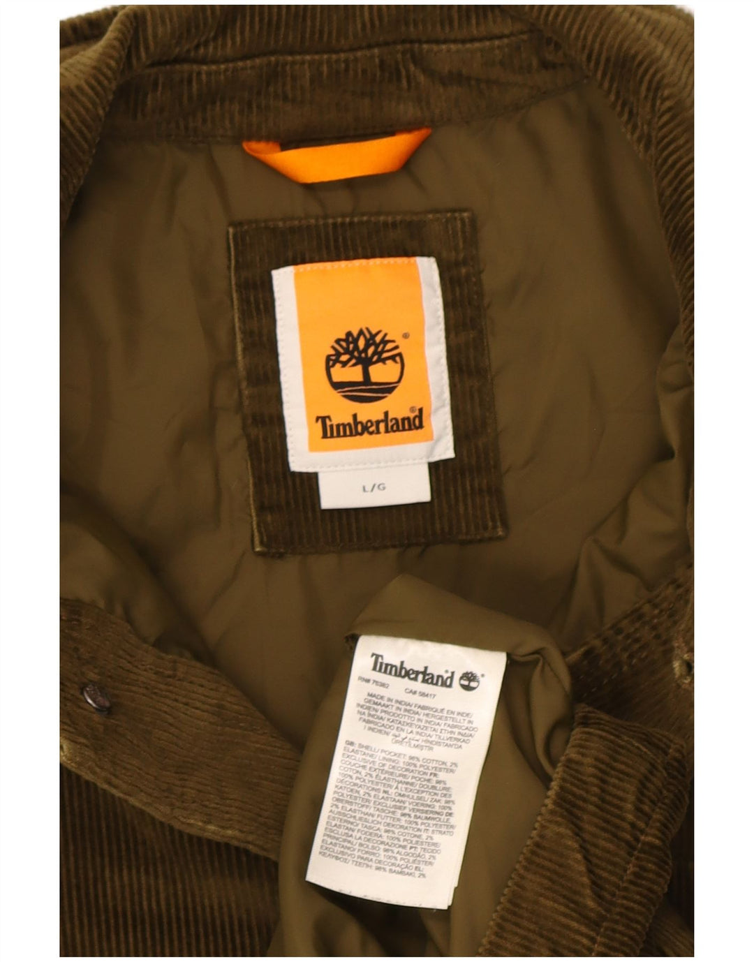 Jaqueta masculina de veludo Timberland UK 40 grande algodão cáqui