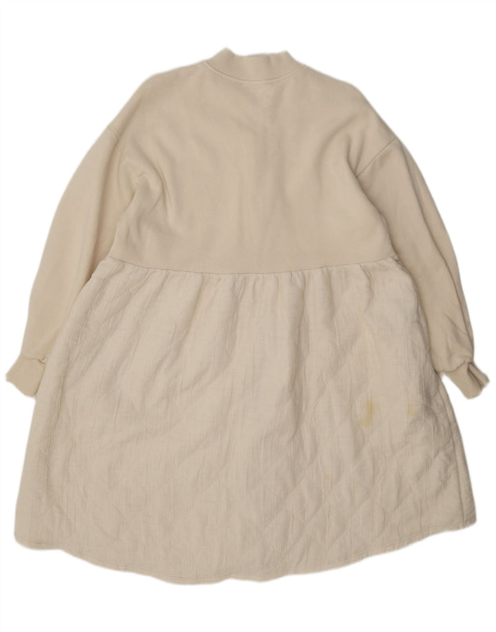 Vestido feminino Zara com zíper completo Reino Unido 14 médio off white algodão