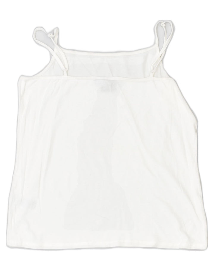 BLUE MOTION Womens Crop Cami Top IT 48/50 XL White Cotton | Vintage | Thrift | Second-Hand | Used Clothing | Messina Hembry 