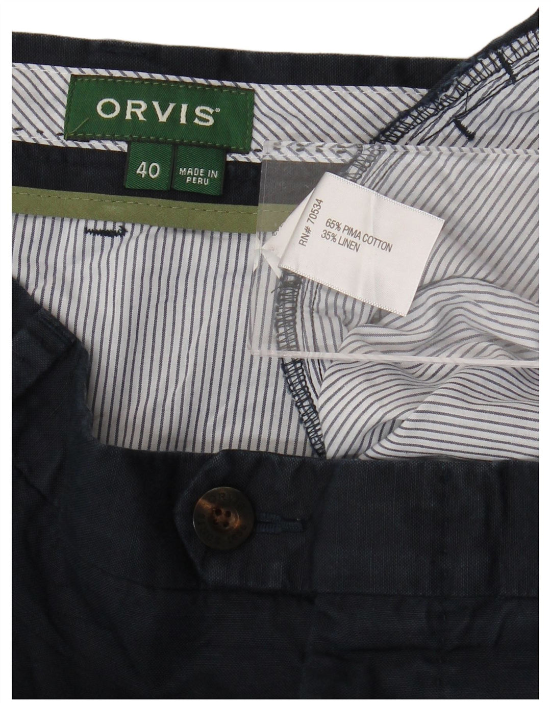 ORVIS Mens Chino Shorts W40 XL Azul Marinho Algodão