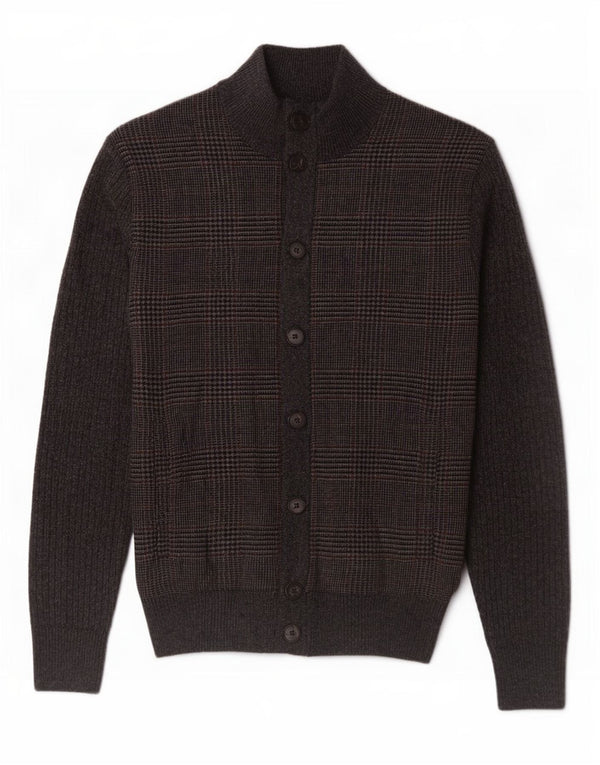 Suéter cardigã masculino Hackett XS cinza houndstooth lã
