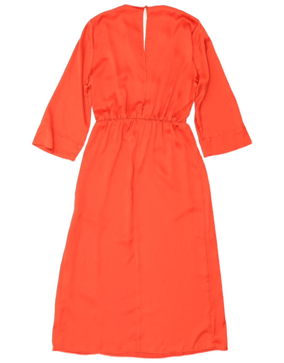 Vestido maxi feminino ZARA manga 3/4 Reino Unido 16 grande laranja poliéster