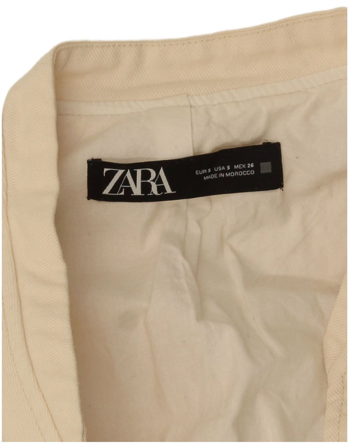 Zara Womens Crop Bomber Jacket UK 10 Pequeno Off White