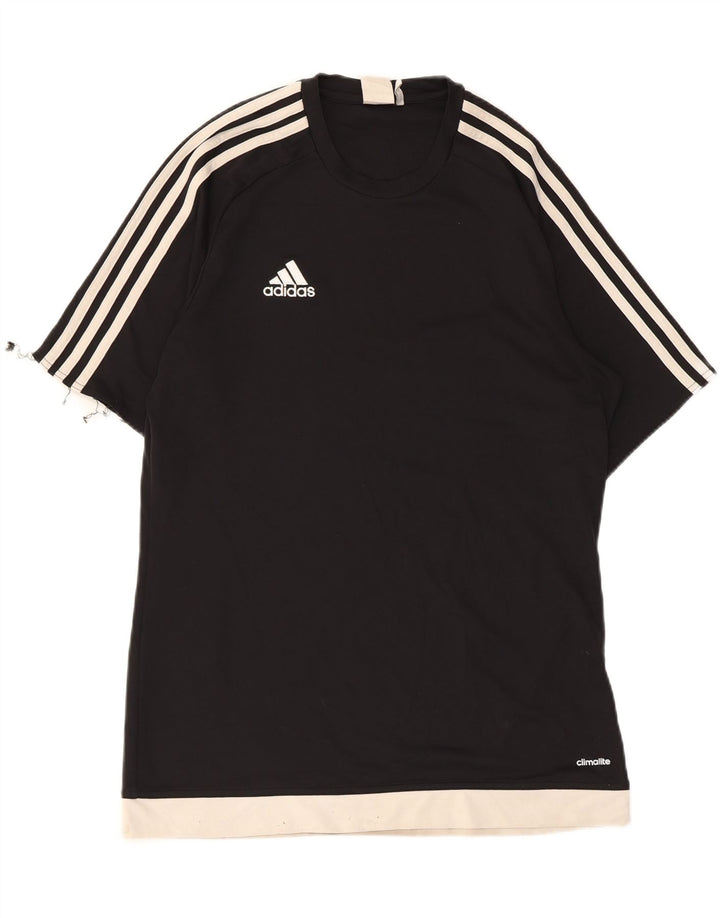 Adidas Mens Climalite Camiseta Top Médio Preto Colorblock Poliéster