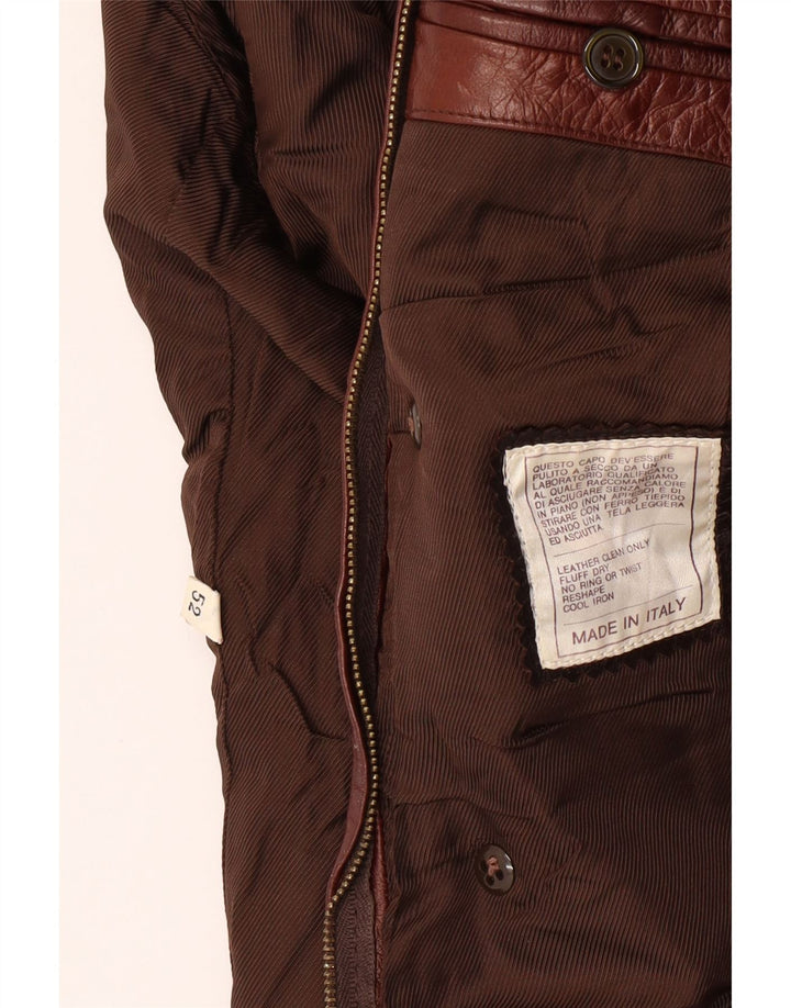 Casaco de couro feminino VINTAGE IT 52 2XL couro marrom