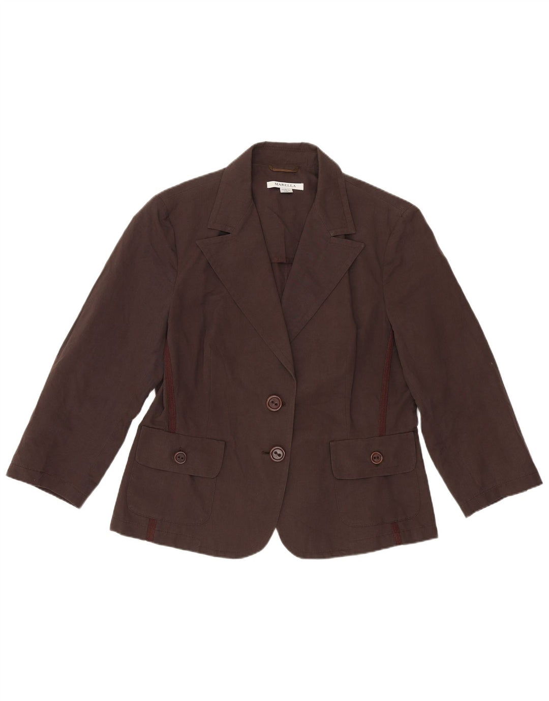 Jaqueta blazer feminina Marella com 2 botões Reino Unido 16 grande algodão marrom