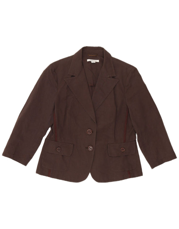 Jaqueta blazer feminina Marella com 2 botões Reino Unido 16 grande algodão marrom