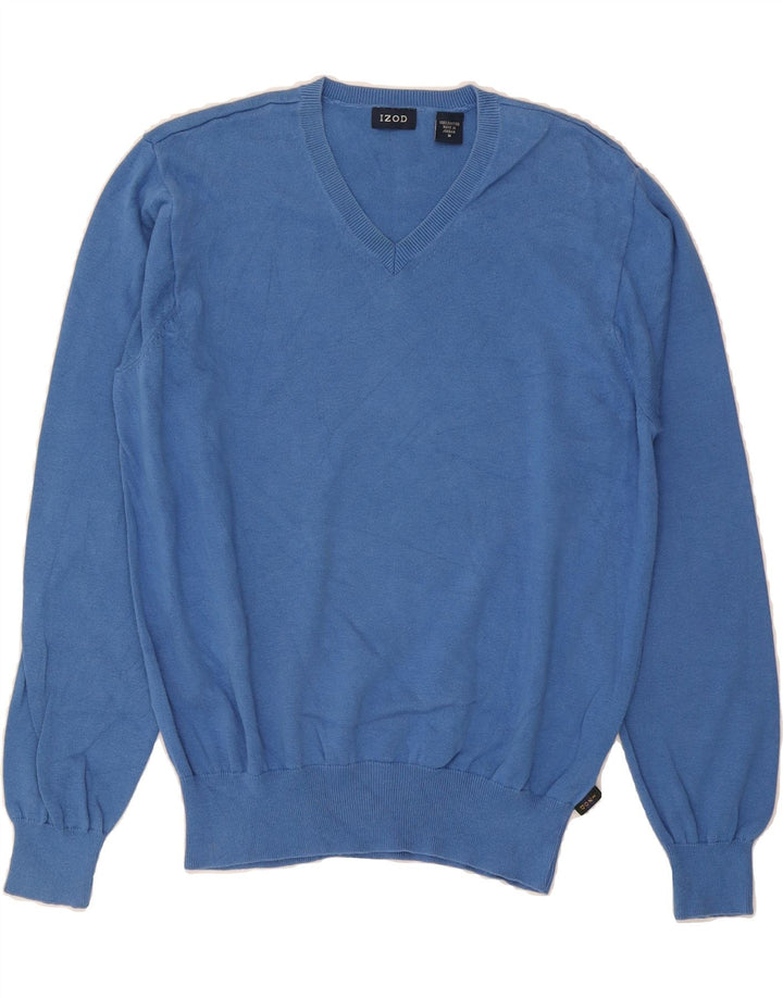 IZOD Mens V-Neck Jumper Sweater Medium Blue Cotton Vintage Izod and Second-Hand Izod from Messina Hembry 