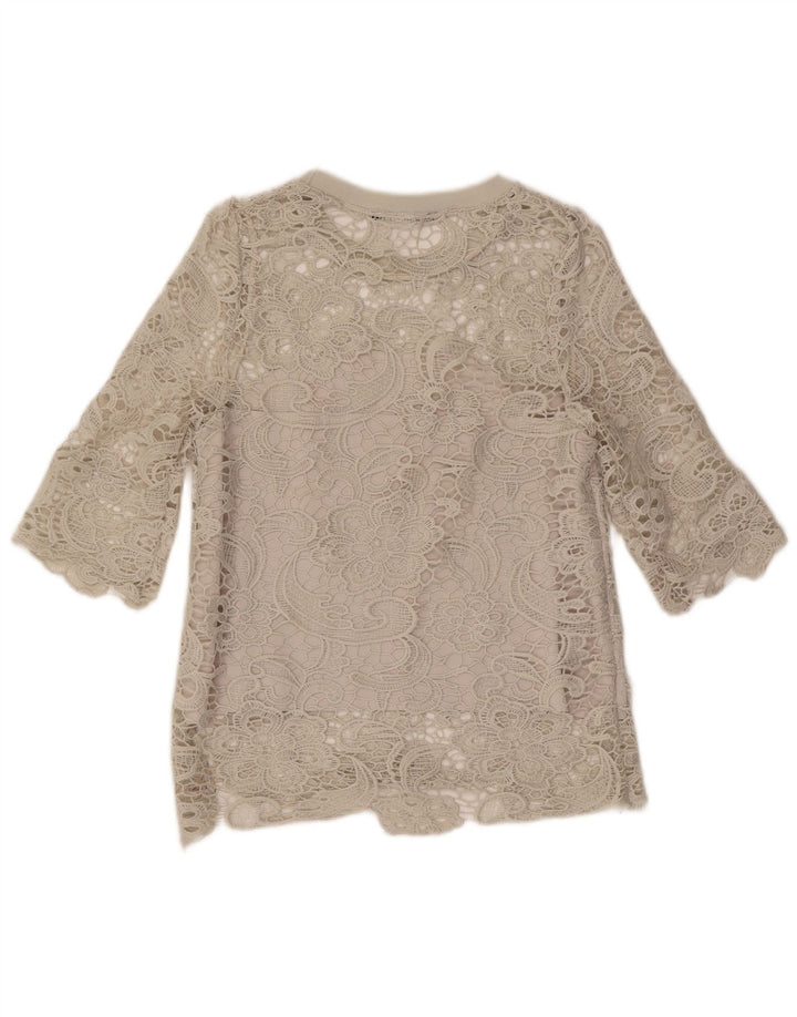 Blusa feminina Zara Top UK 10 pequena cinza floral