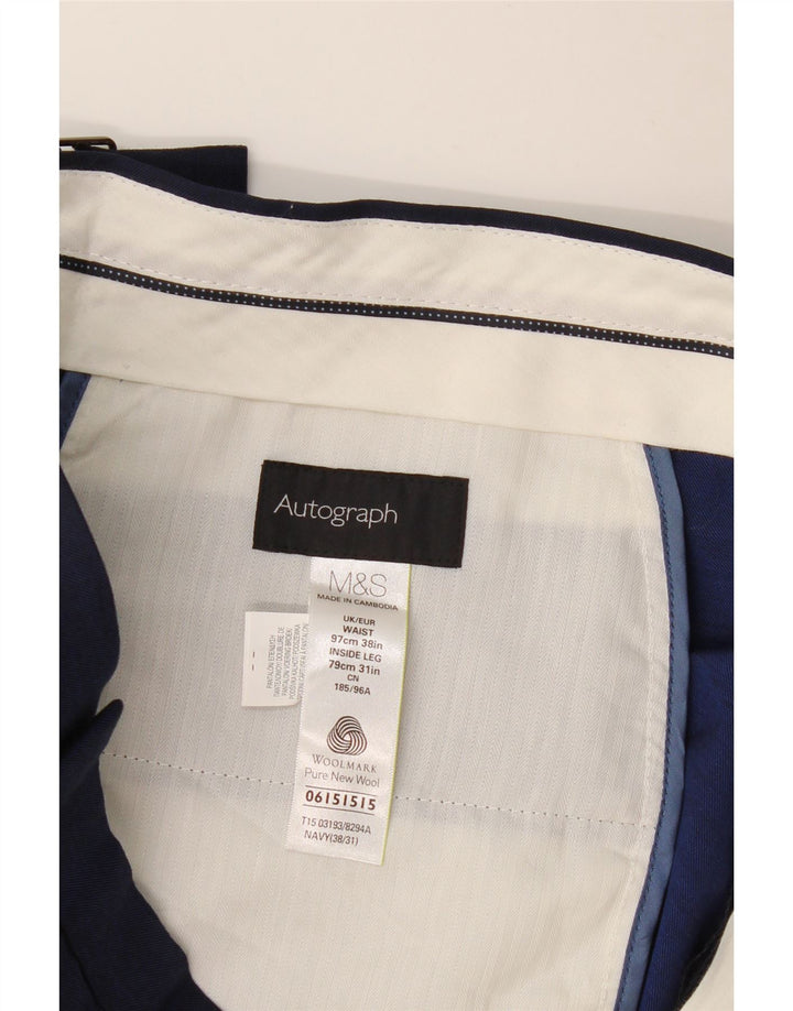 Calça masculina Marks & Spencer Autograph Slim Suit W38 L31 azul marinho