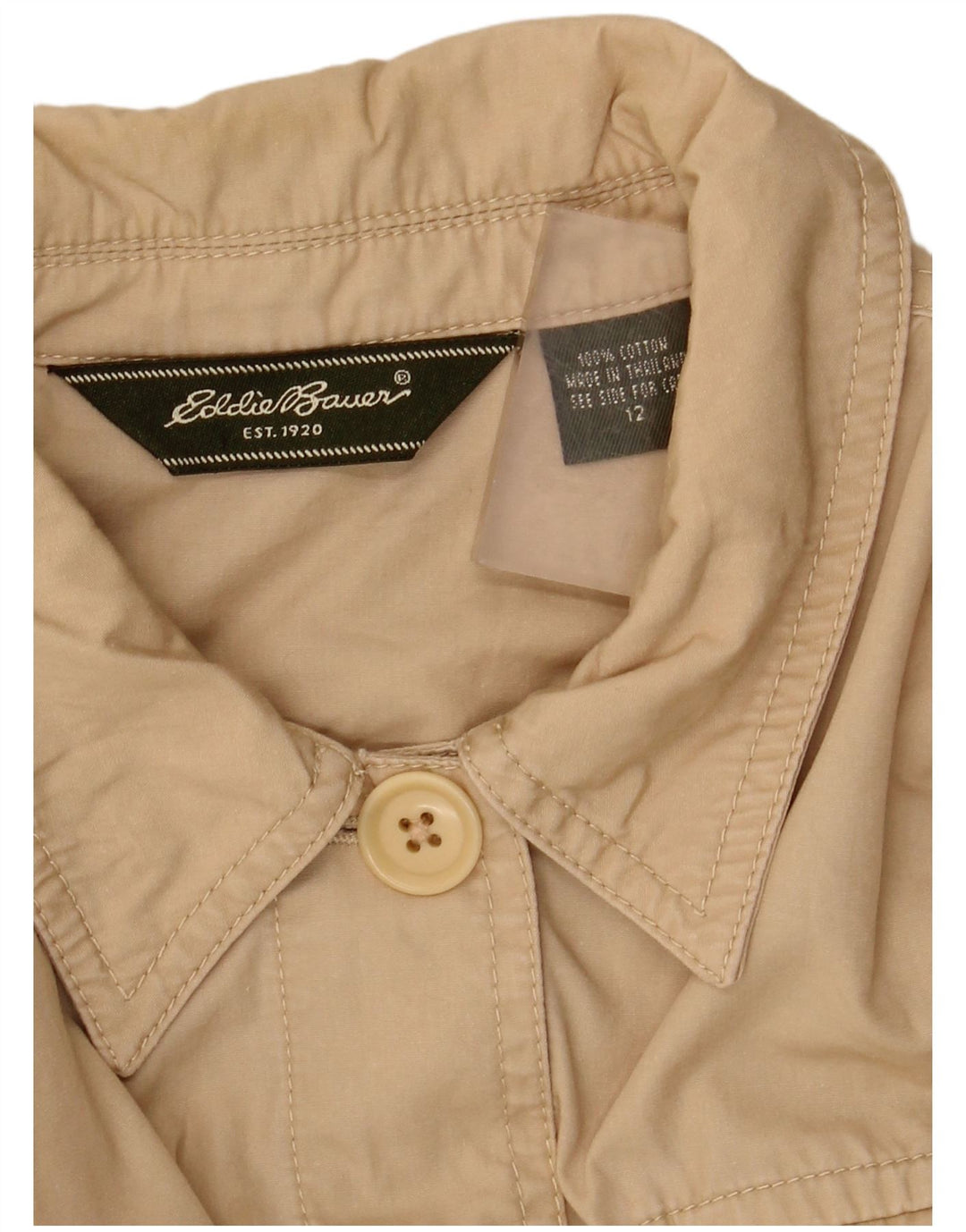 Jaqueta utilitária feminina Eddie Bauer US 12 grande algodão bege
