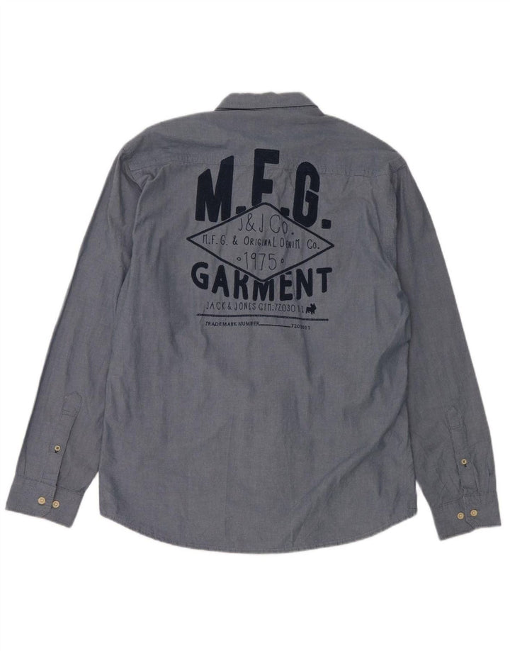 Camisa gráfica masculina JACK & JONES XL algodão azul
