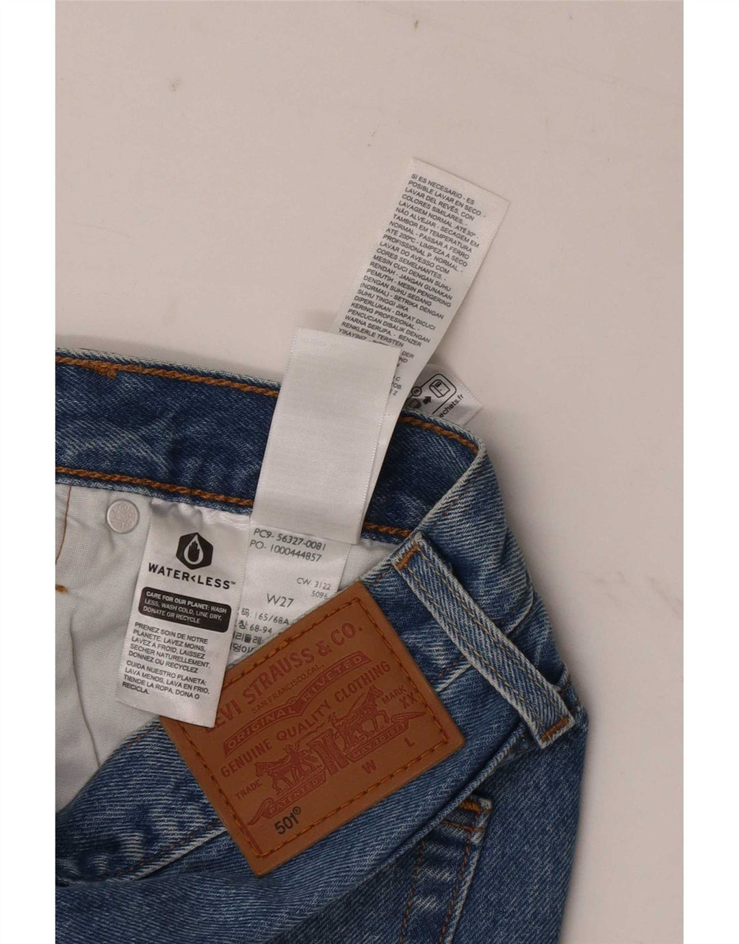 Shorts jeans feminino Levi's 501 desgastado W27 pequeno algodão azul