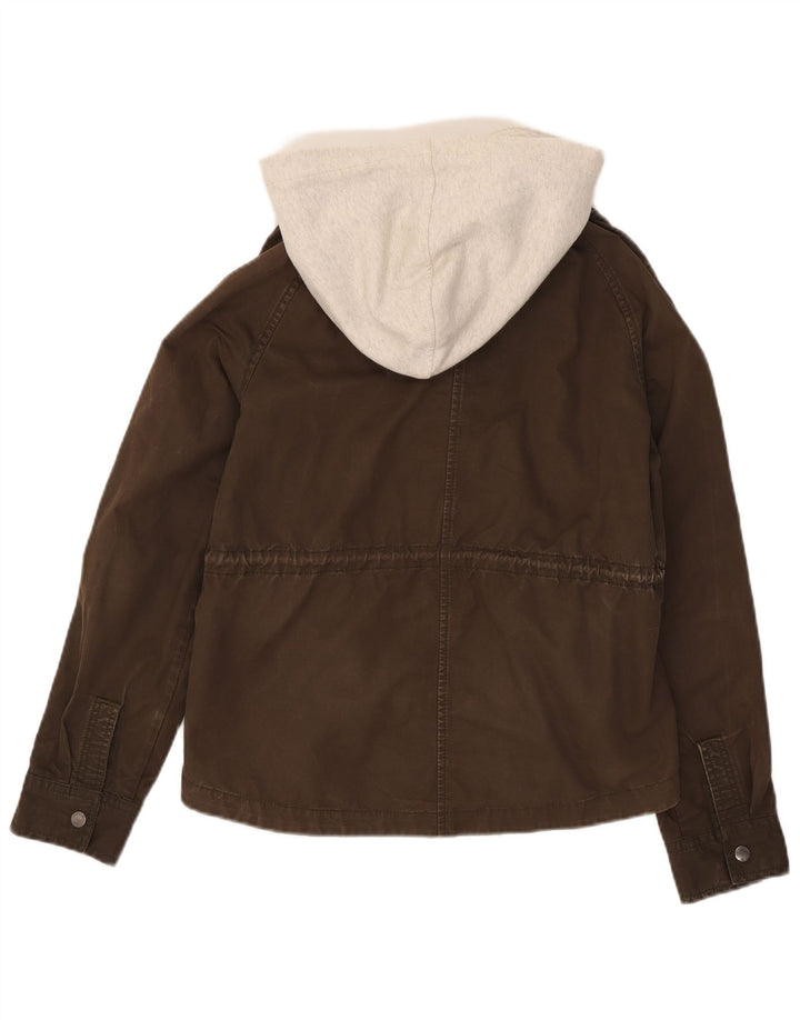 Jaqueta Bomber Feminina Superdry com Capuz UK 14 Algodão Colourblock Médio Cáqui