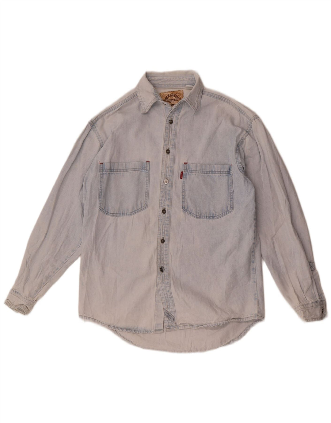 Camisa jeans masculina Levi's pequena azul algodão