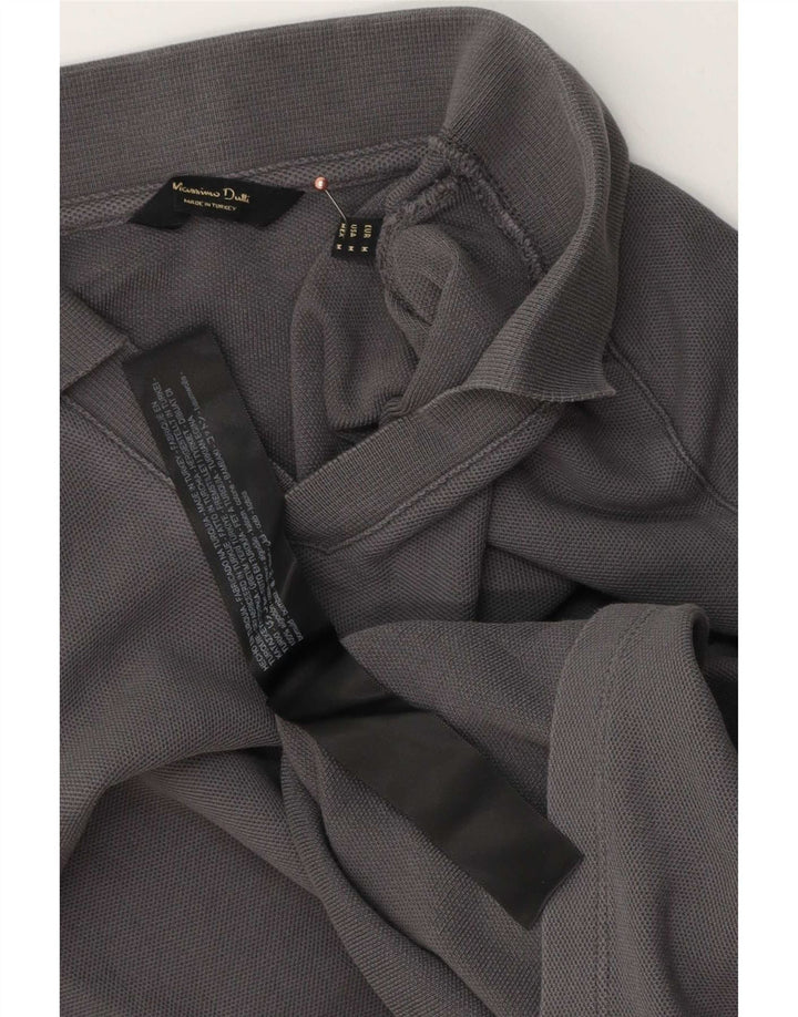 Camisa polo feminina Massimo Dutti UK 14 algodão cinza médio