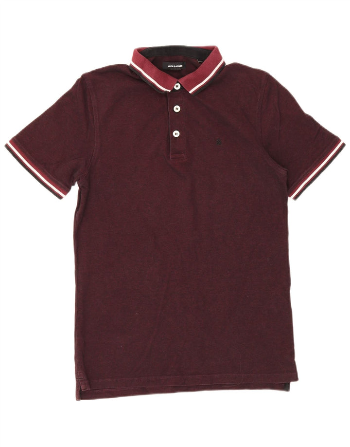 Camisa polo masculina JACK & JONES média algodão Borgonha