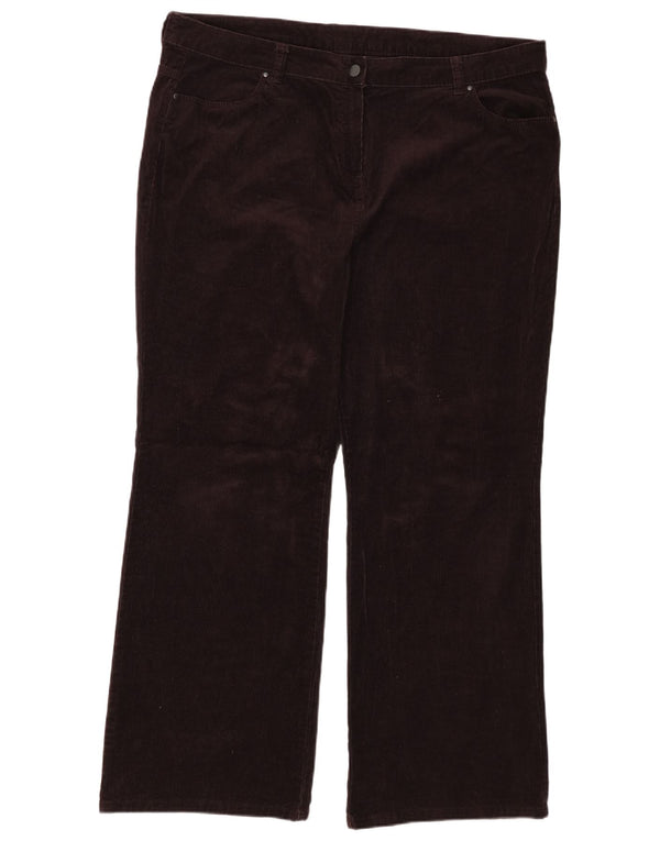 Calça feminina reta de veludo Marks & Spencer UK 22 3XL W42 L31 marrom