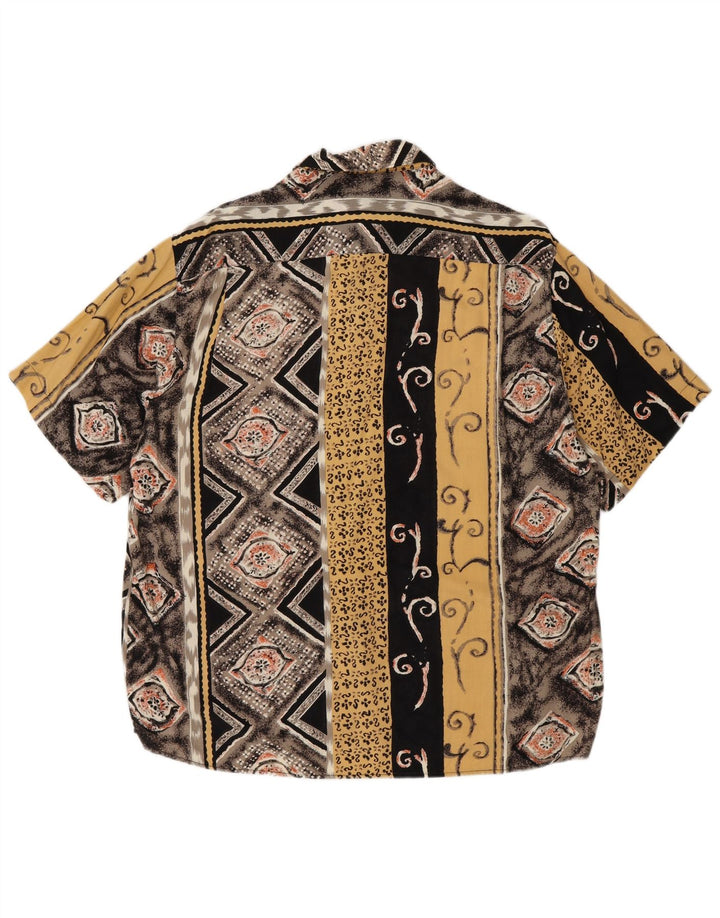 Cotton Club Mens Abstract Padrão Camisa de manga curta grande multicolorida