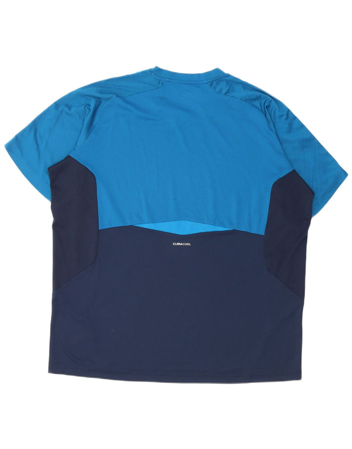 Adidas Mens Climacool Camiseta Top 2XL Azul Marinho Colorblock Poliéster