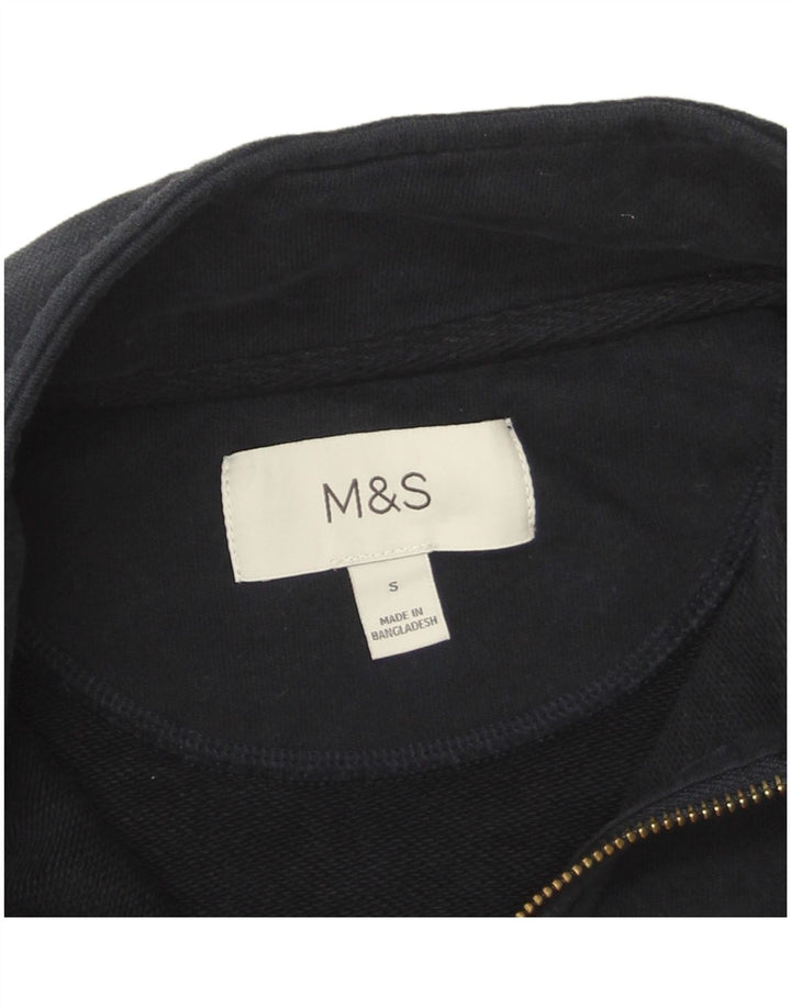 Suéter masculino Marks & Spencer com zíper e gola em bloco colorido azul marinho