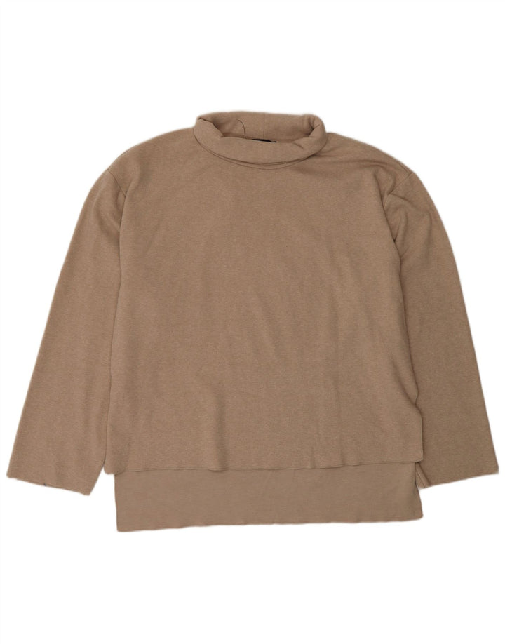 Suéter feminino Zara com gola redonda e poliéster 16 grande bege