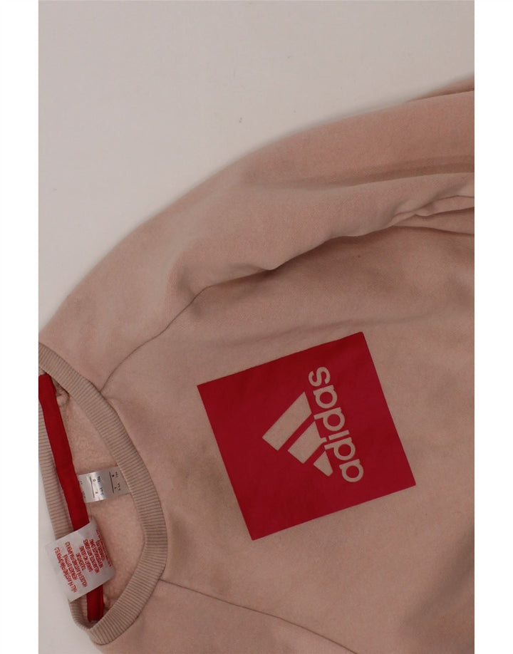 ADIDAS Girls Graphic Sweatshirt Jumper 3-4 Years Pink Cotton Vintage Adidas and Second-Hand Adidas from Messina Hembry 