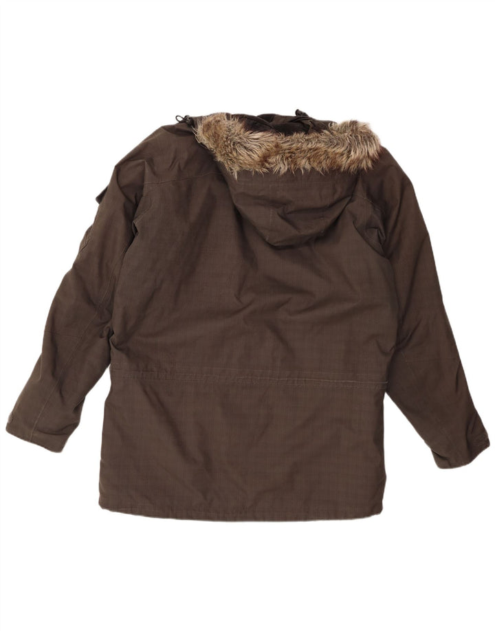 Jaqueta masculina Jack Wolfskin Sherpa Parka com capuz Reino Unido 34 poliéster cinza pequeno