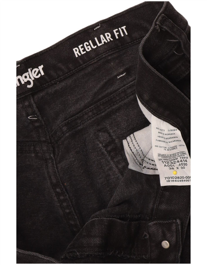 Wrangler Mens Regular Fit Straight Jeans W38 L30 Algodão Preto