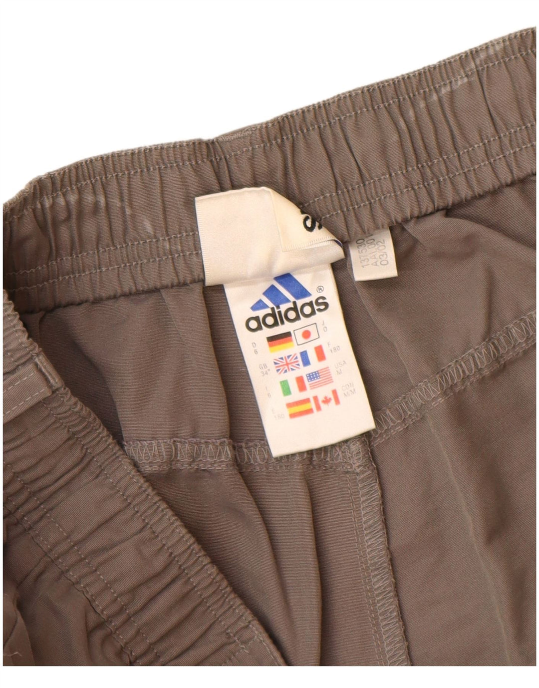ADIDAS Mens Straight Cargo Capri Calças Grande W34 L20 Cinza Algodão