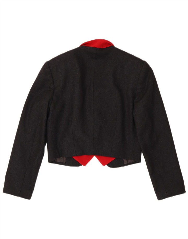 Jaqueta Blazer Feminina Aria Crop Double Breasted Reino Unido 10 Pequena Cinza