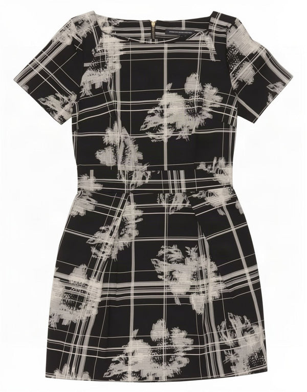Vestido bainha feminino de conexão francesa Reino Unido 6 XS algodão floral preto