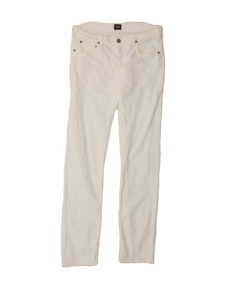 LEE Womens Powell Straight Casual Trousers W33 L36  White Cotton Vintage Lee and Second-Hand Lee from Messina Hembry 