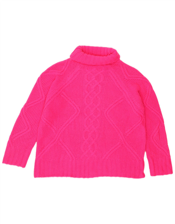 Suéter feminino Oasis com gola alta e gola alta Reino Unido 10 pequeno acrílico rosa