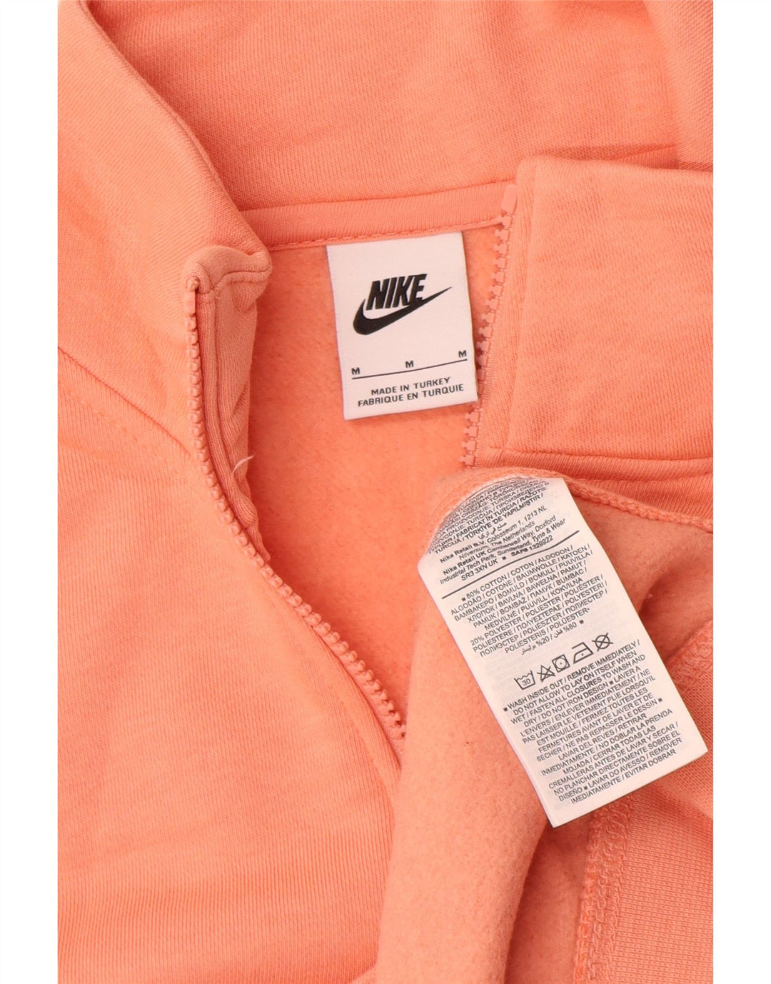 Moletom masculino Nike com zíper e gola alta de algodão laranja médio
