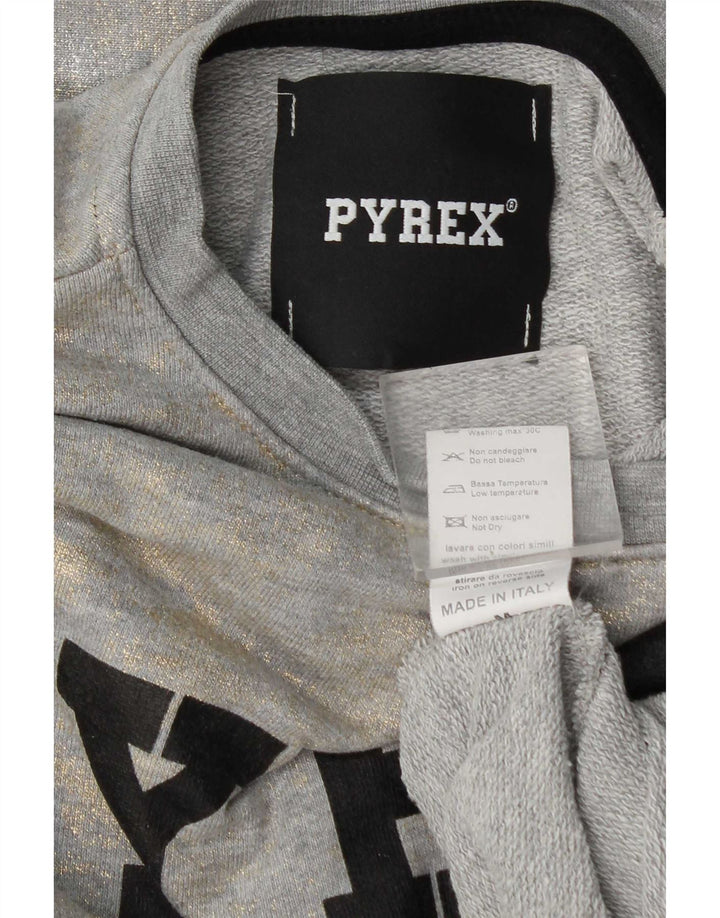 Moletom feminino Pyrex Crop Graphic Jumper UK 14 cinza médio tie-dye