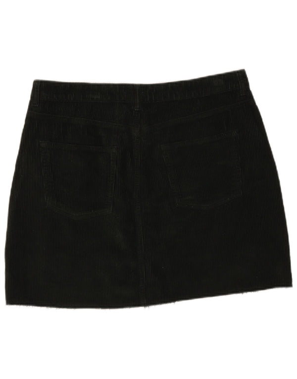 Saia feminina de veludo cotelê Topshop cintura baixa Reino Unido 16 grande W35 algodão cáqui