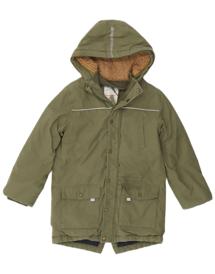 Jaqueta Parka com capuz para meninos Fat Face 8-9 anos algodão cáqui