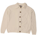 Suéter cardigã feminino Marks & Spencer Reino Unido 14 poliéster branco médio