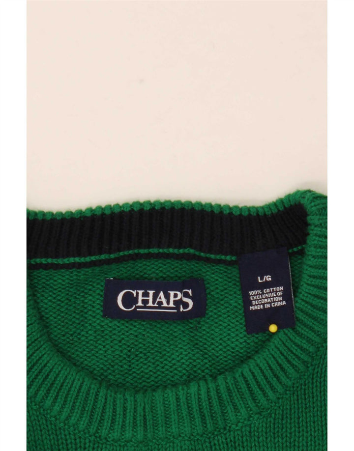 Suéter masculino Chaps com gola redonda e algodão verde grande