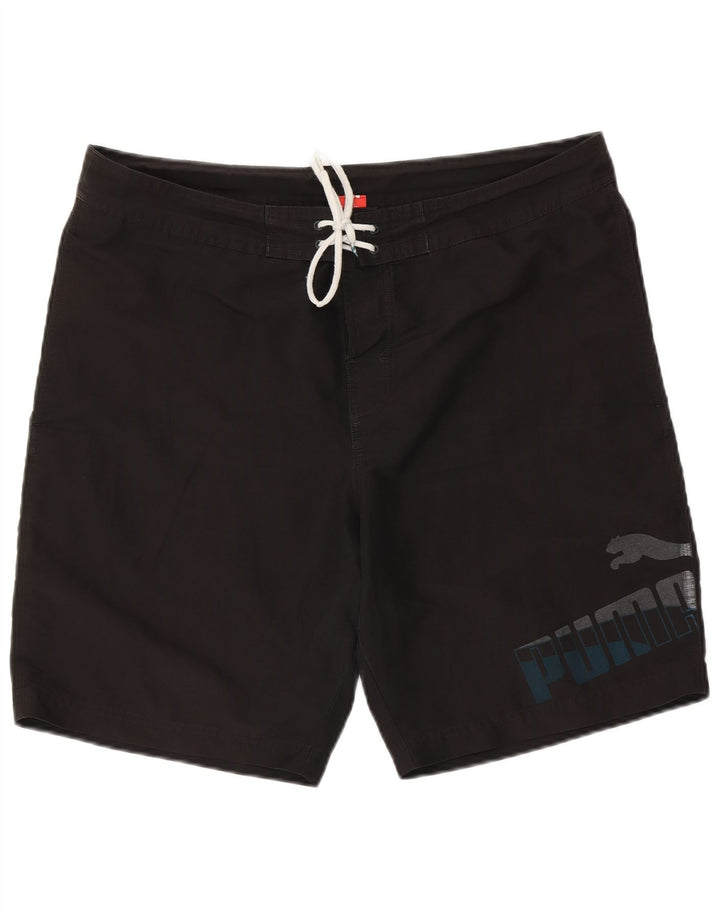 Shorts de natação masculinos Puma Graphic grandes pretos