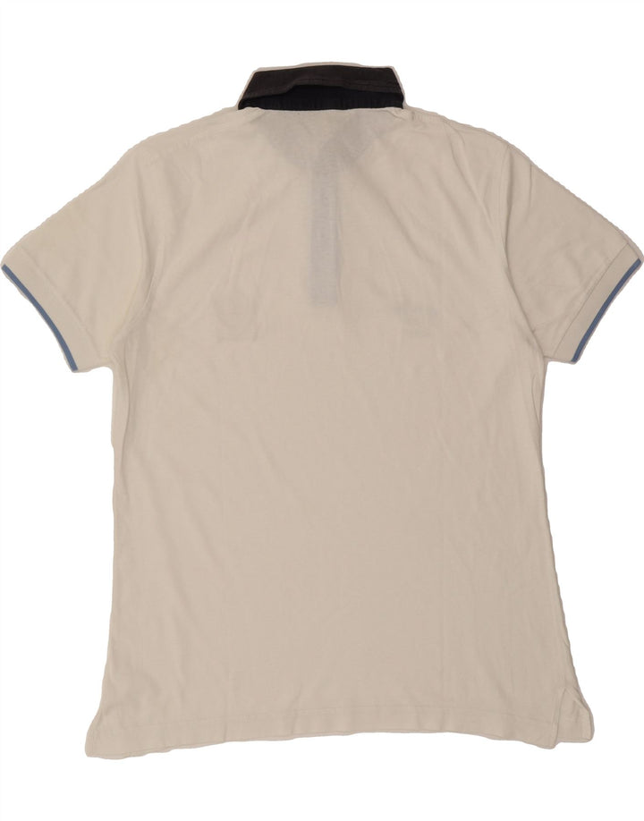 PLAYLIFE Mens Polo Shirt Medium White Colourblock Cotton Classic Vintage Playlife and Second-Hand Playlife from Messina Hembry 
