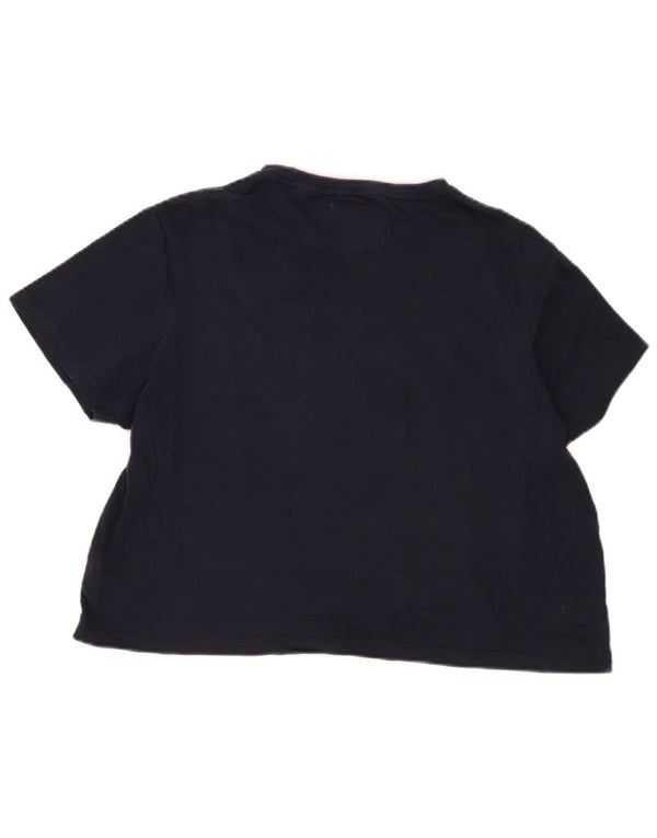 Camiseta feminina gráfica Jack Wills Reino Unido 16 grande algodão azul marinho