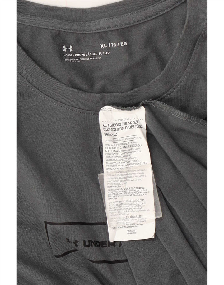 Under Armour Mens Top Manga Longa XL Cinza Colourblock Algodão
